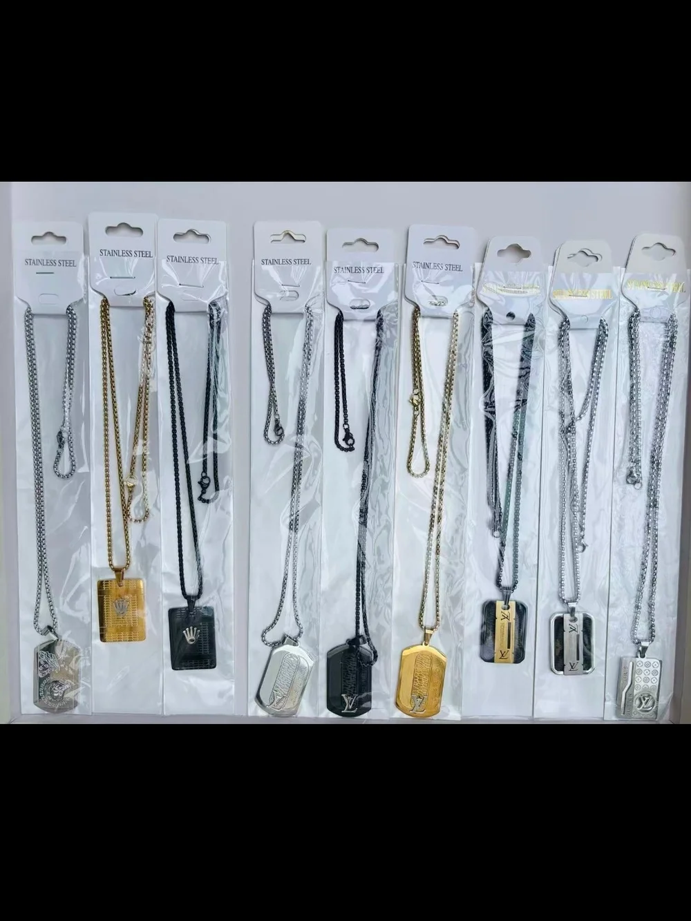 Mixed Metal Dog Tag Necklace for Men - Gold & Silver